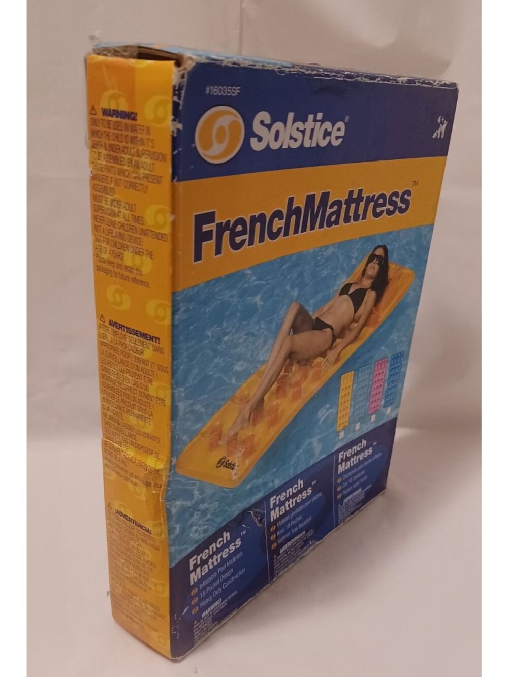 Solstice French Mattress Inflatable Pool Float With 18-Pocket Design Heavy-Duty - Picture 7 of 8